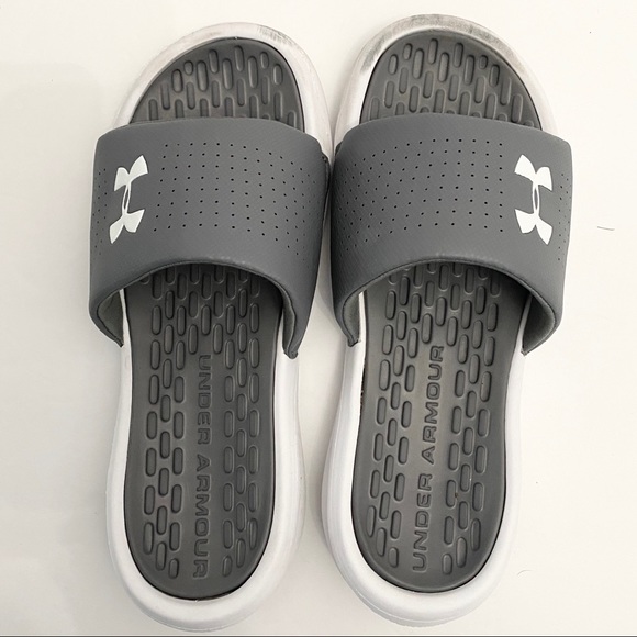 Under Armour Other - Under Armour gray and white slides men’s sz 7 BoxA